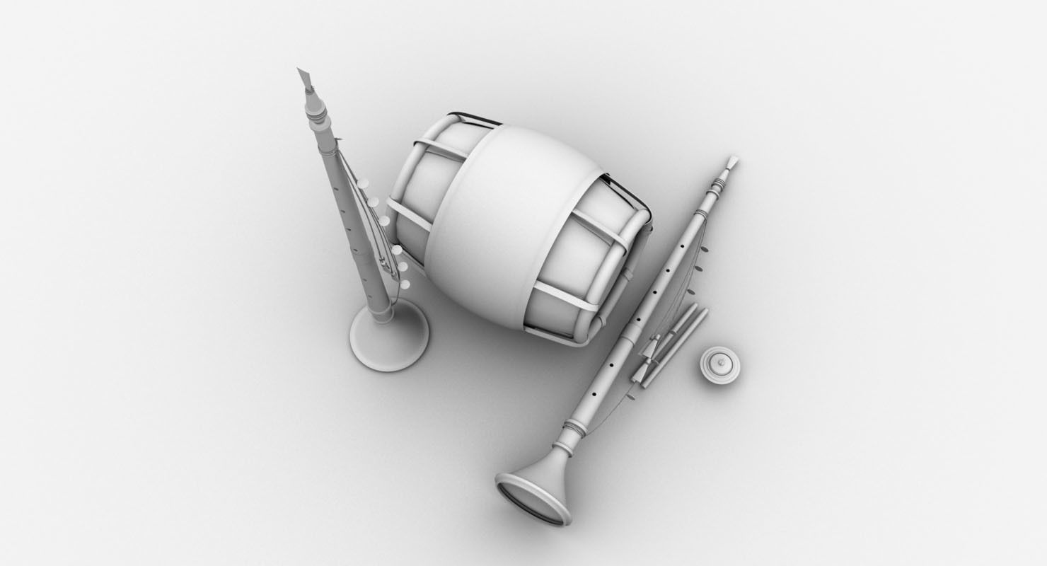 nadaswaram melam music instruments 3d model 3D model_4