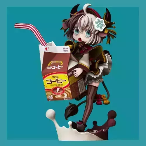 Yukico-tan figure of girl holding milk carton 3D print model