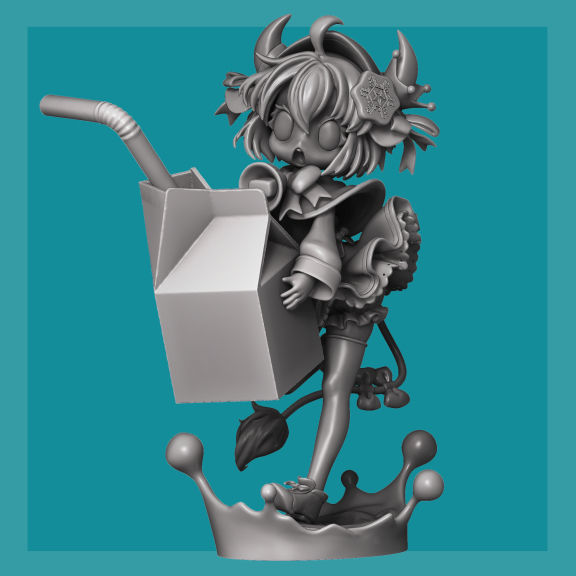 Yukico-tan figure of girl holding milk carton 3D print model_2