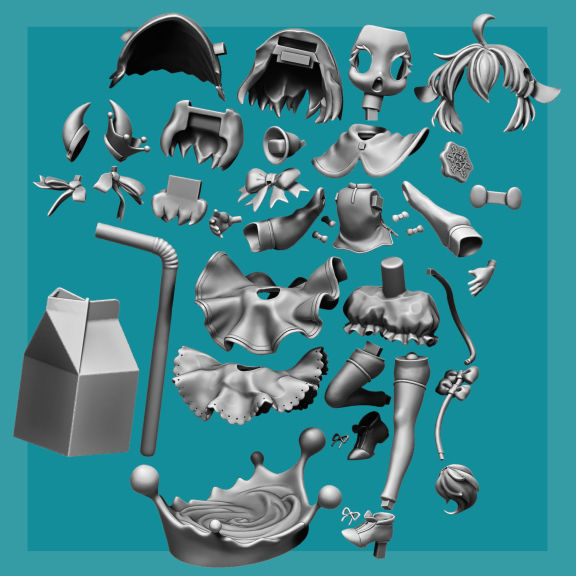 Yukico-tan figure of girl holding milk carton 3D print model_9