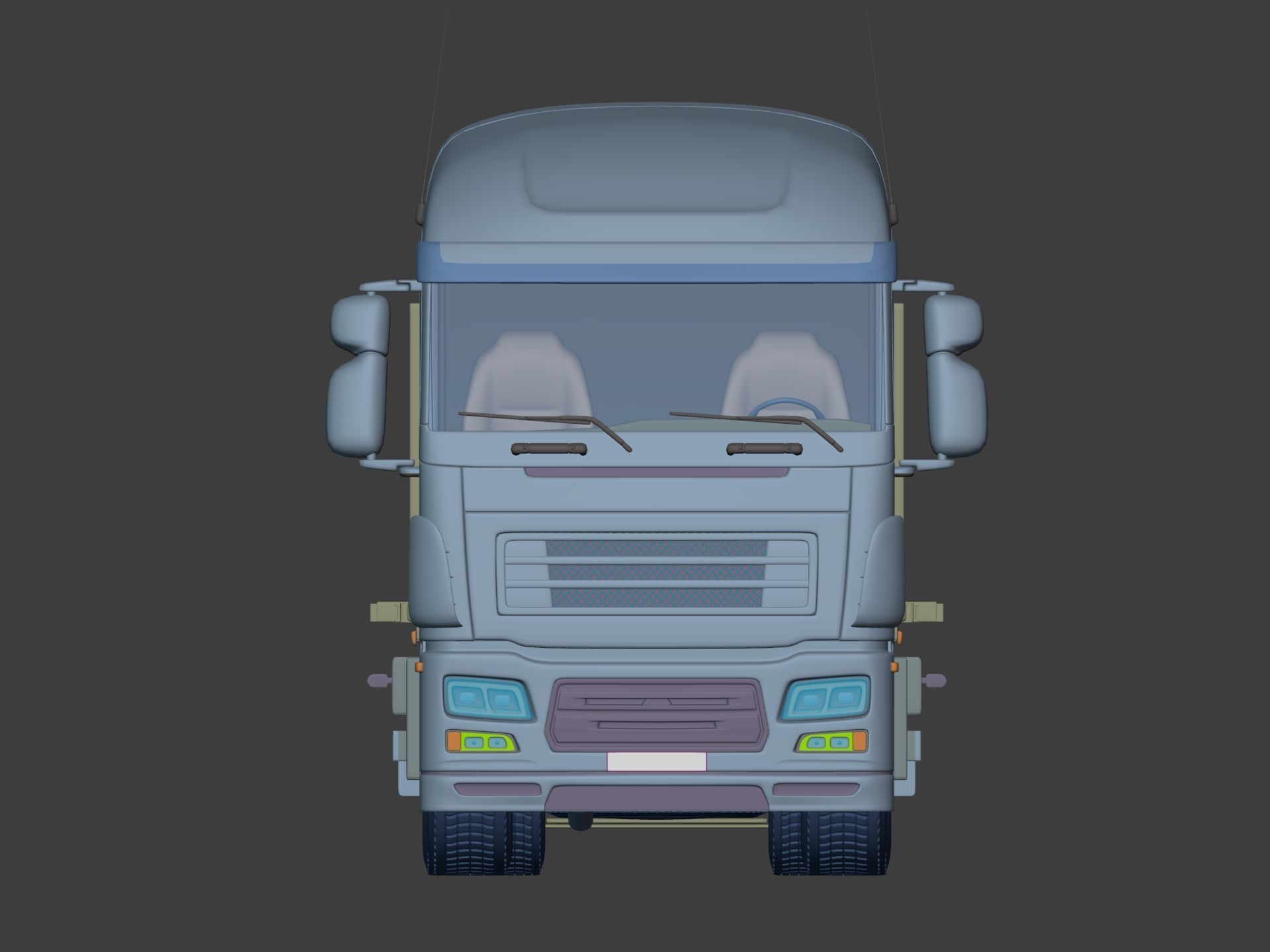 Generic Semi Trailer Flatbed Truck with Modern Design 3D model_4