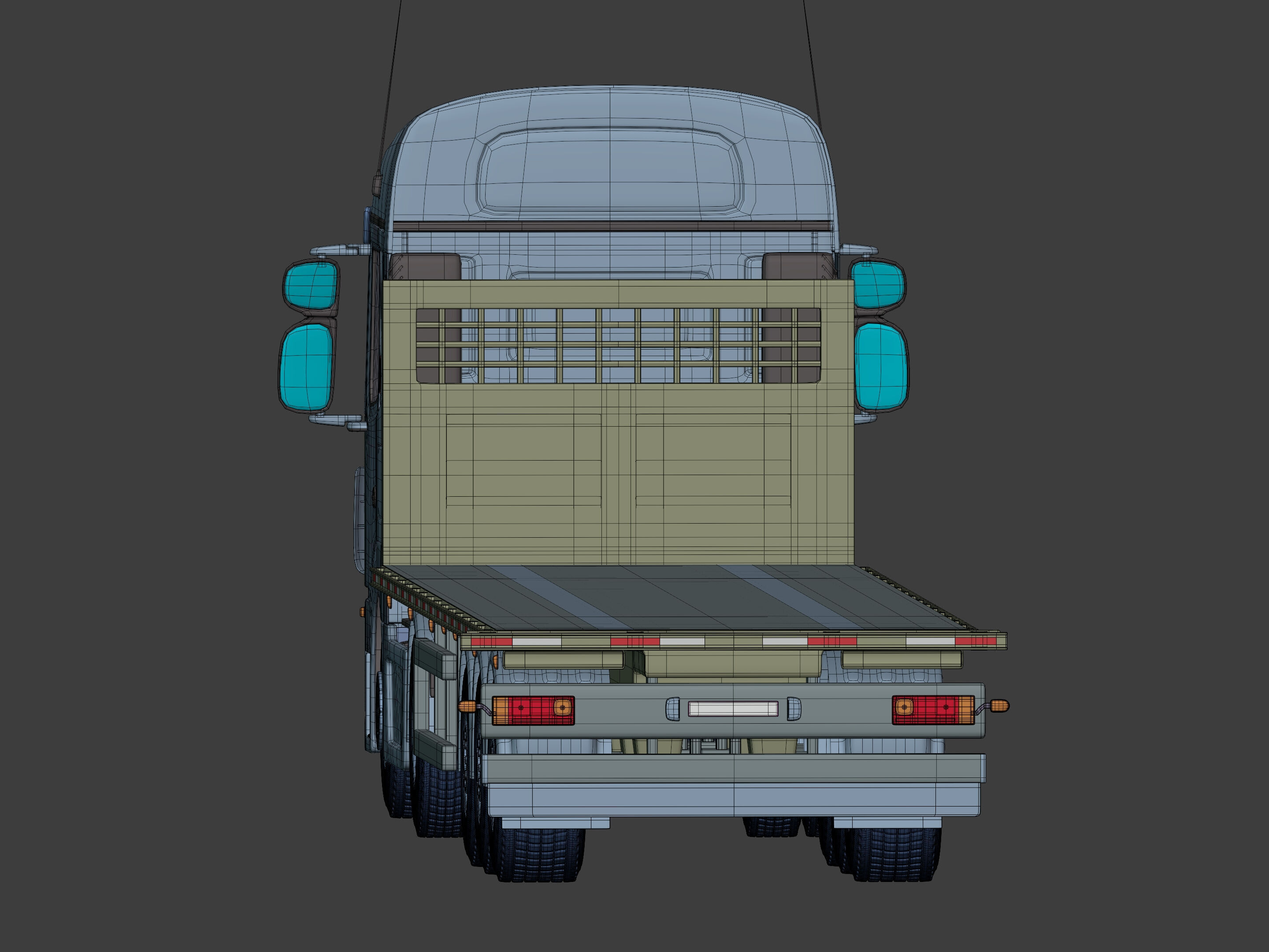 Generic Semi Trailer Flatbed Truck with Modern Design 3D model_18