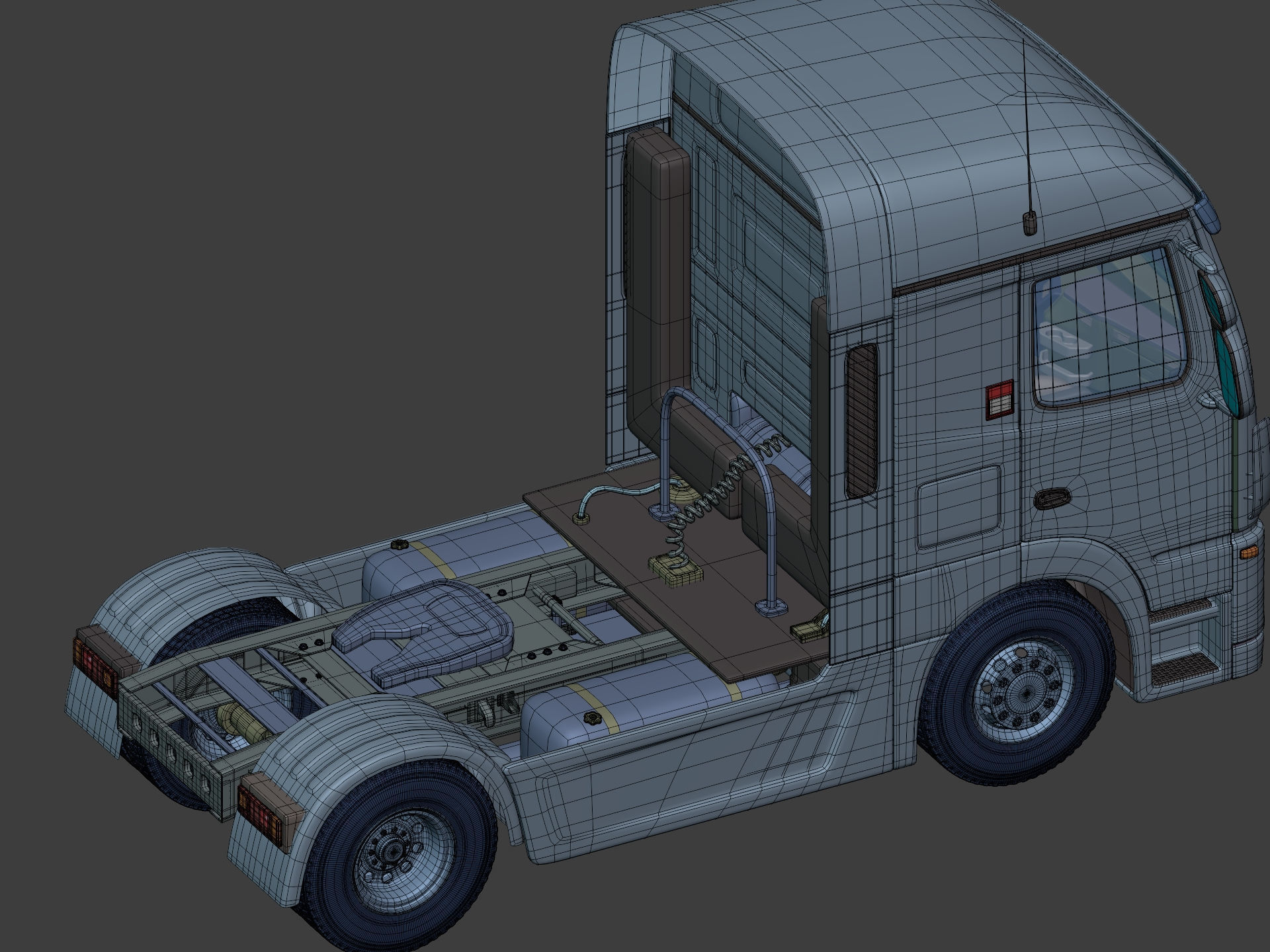 Generic Semi Trailer Flatbed Truck with Modern Design 3D model_13