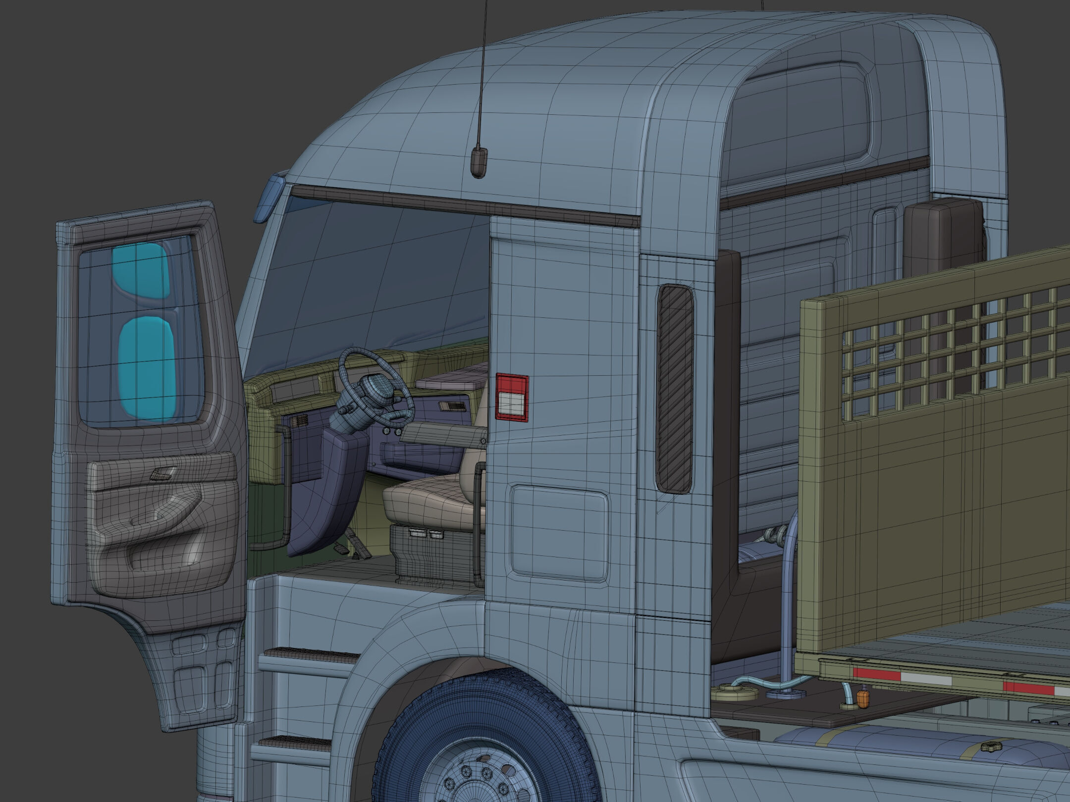 Generic Semi Trailer Flatbed Truck with Modern Design 3D model_10