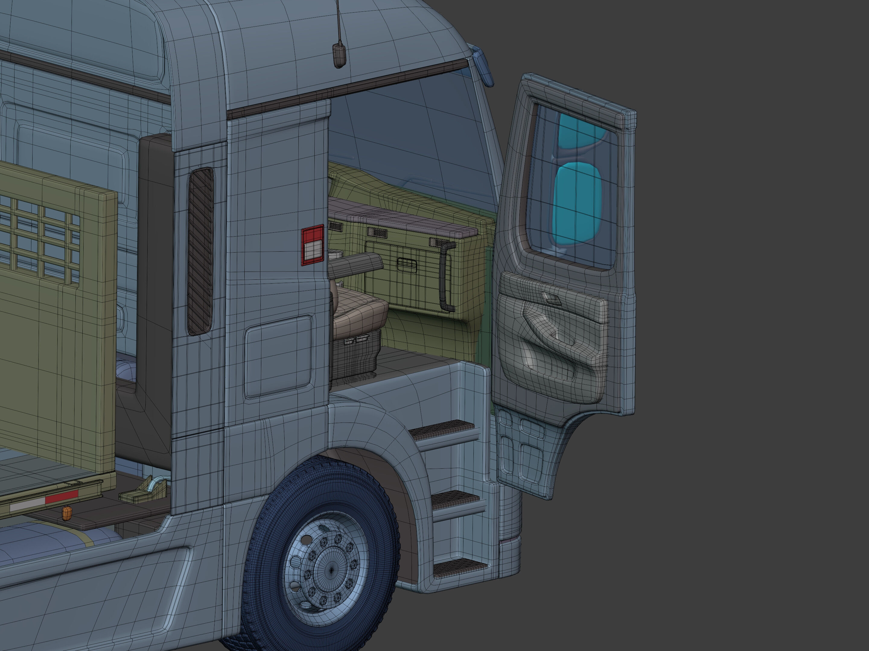 Generic Semi Trailer Flatbed Truck with Modern Design 3D model_12