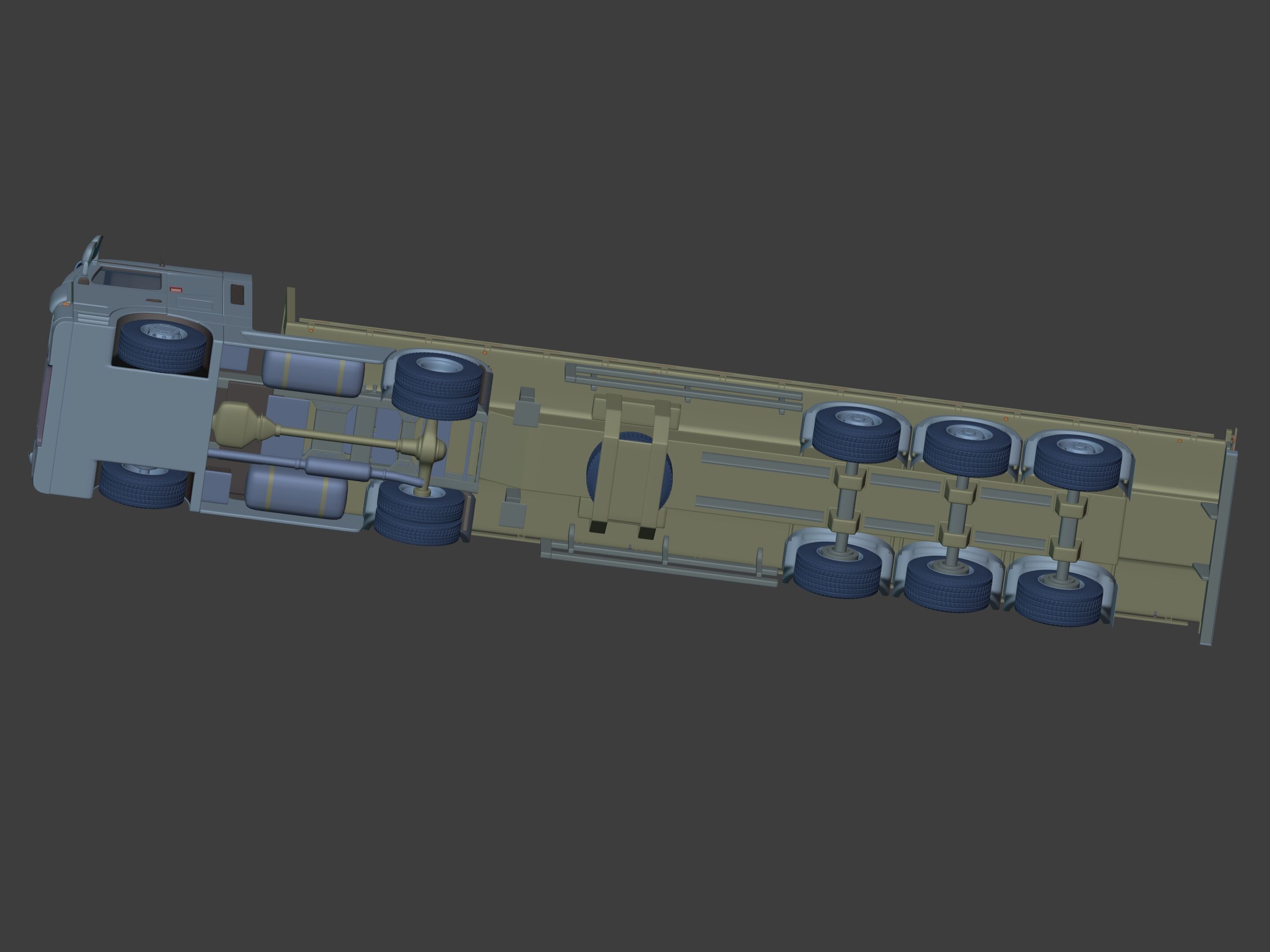 Generic Semi Trailer Flatbed Truck with Modern Design 3D model_16