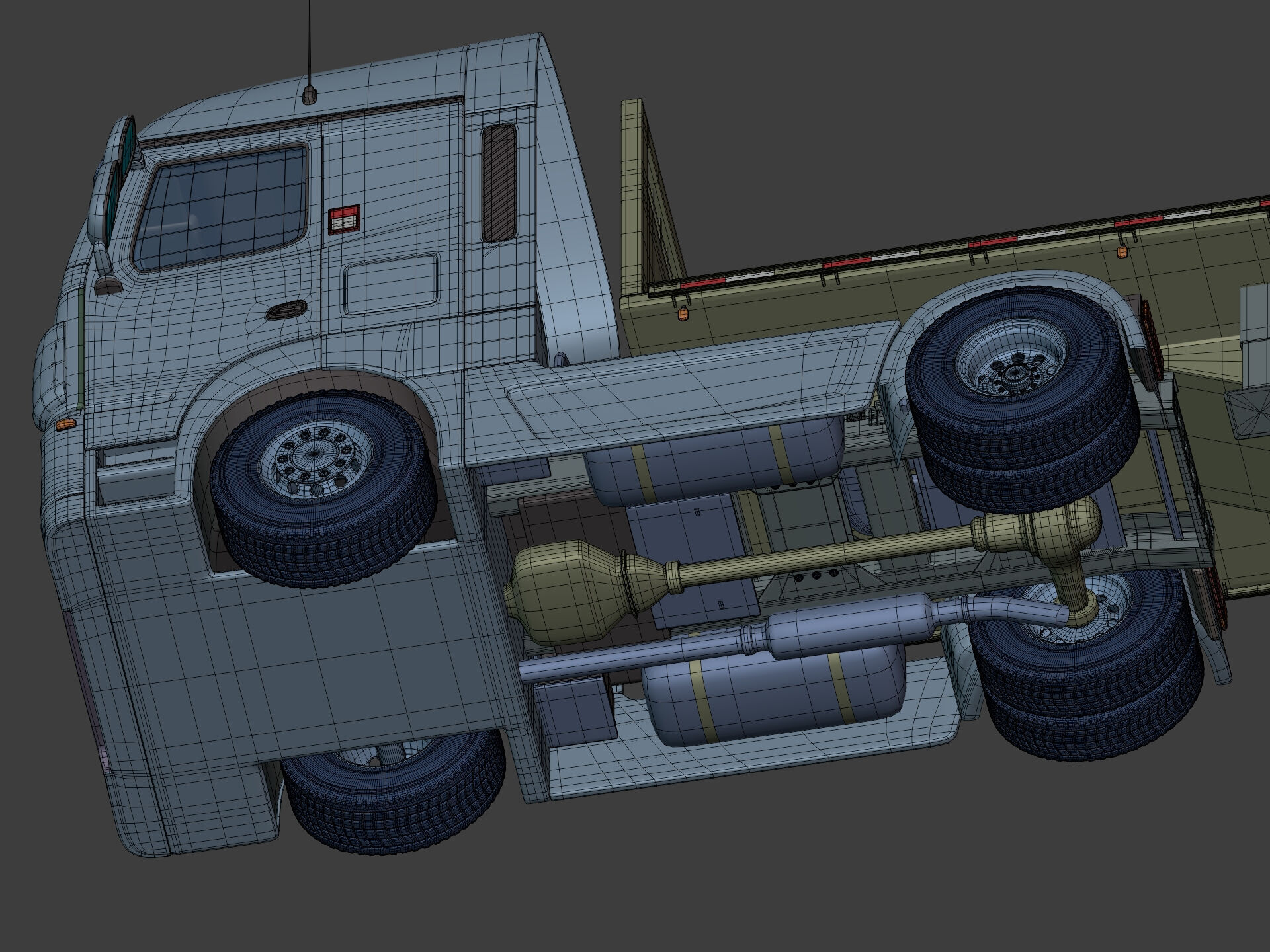 Generic Semi Trailer Flatbed Truck with Modern Design 3D model_15