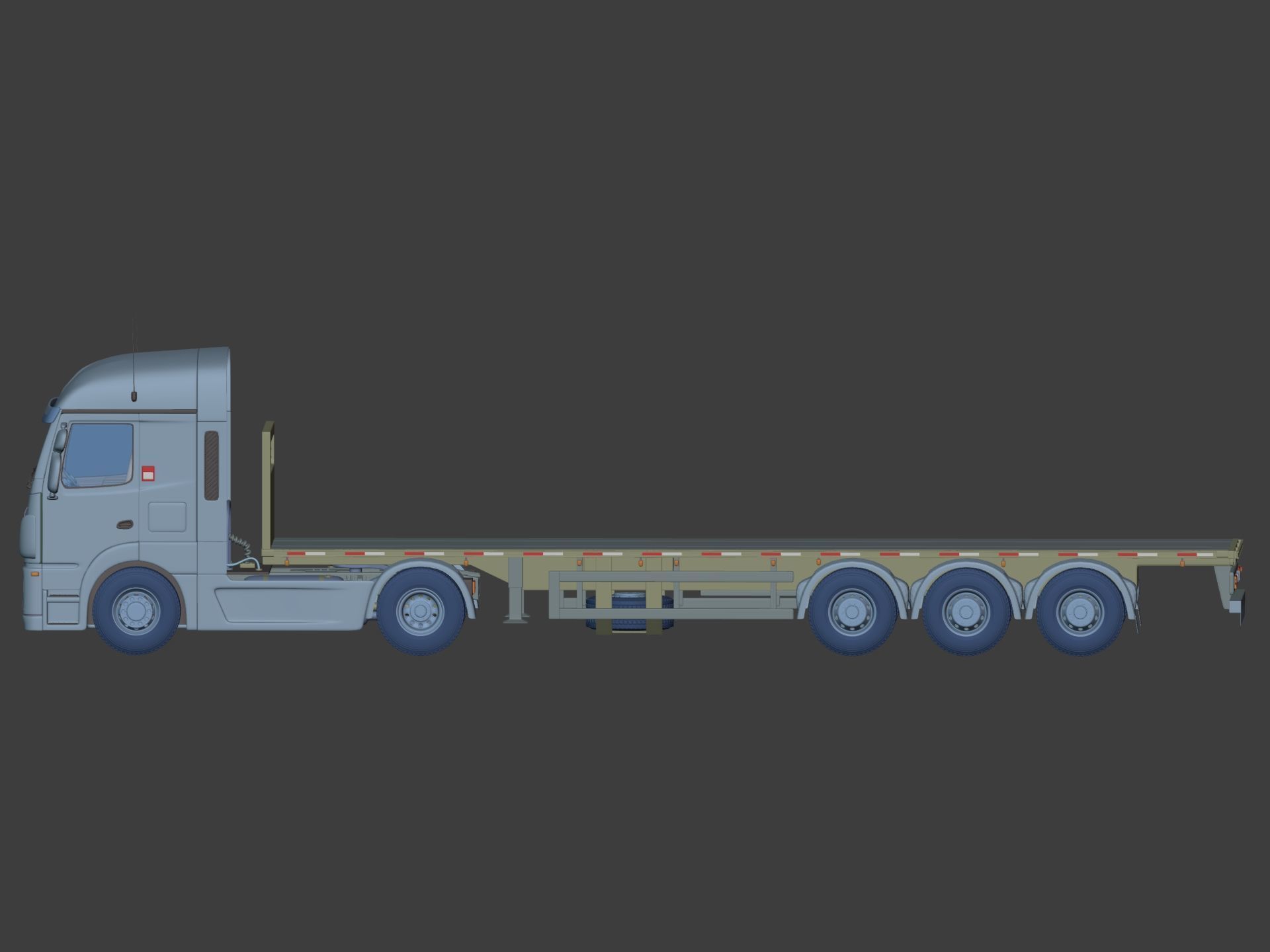 Generic Semi Trailer Flatbed Truck with Modern Design 3D model_7