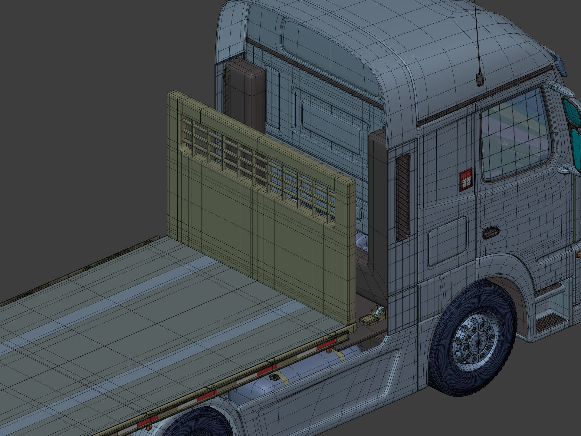 Generic Semi Trailer Flatbed Truck with Modern Design 3D model_14