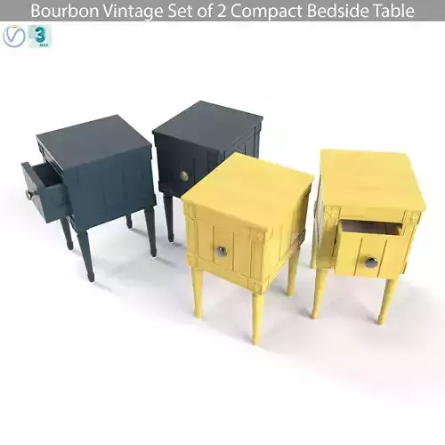 MADE Bourbon Vintage Set of 2 Compact Bedside Table