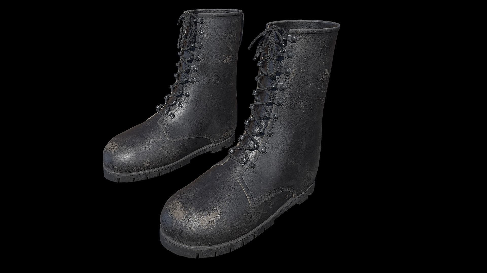 Military Boots Low-poly 3D model_3