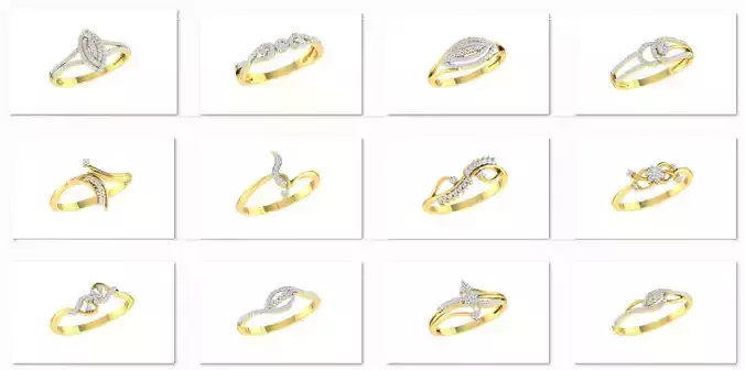 35 Women Ring 3dm render detail bulk collection 