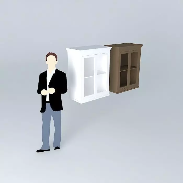 2-door Wall Cabinet white and brown Free 3D model