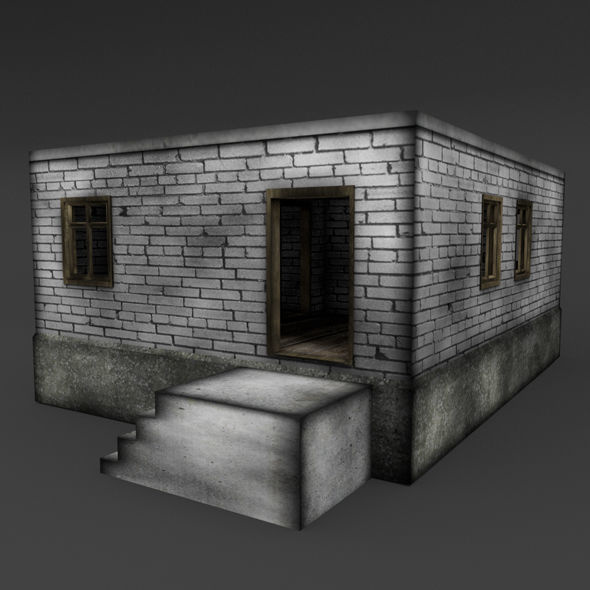 BrickHouse house with stairs and windows Free low-poly 3D model_2