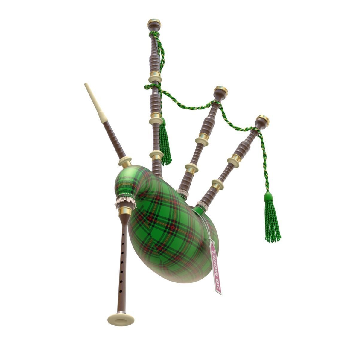 Bagpipe scottish 3D model_13