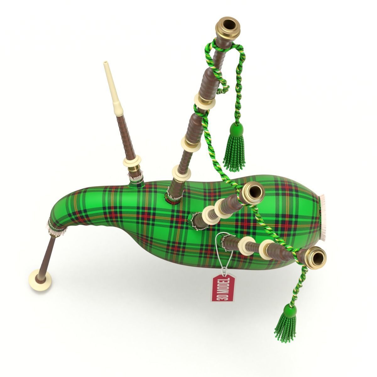 Bagpipe scottish 3D model_12
