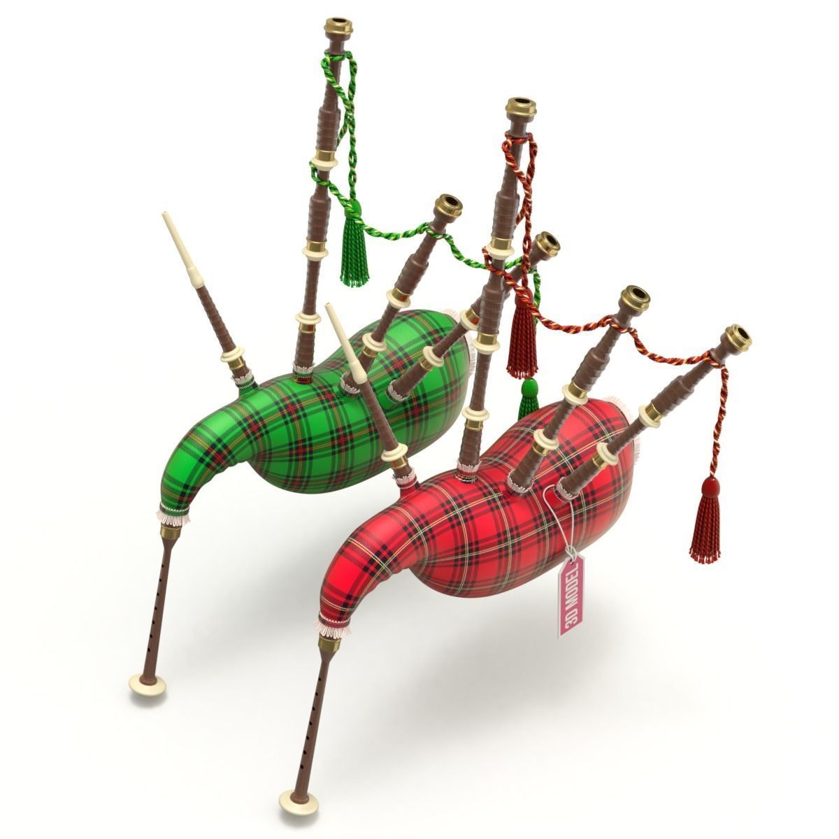 Bagpipe scottish 3D model_16