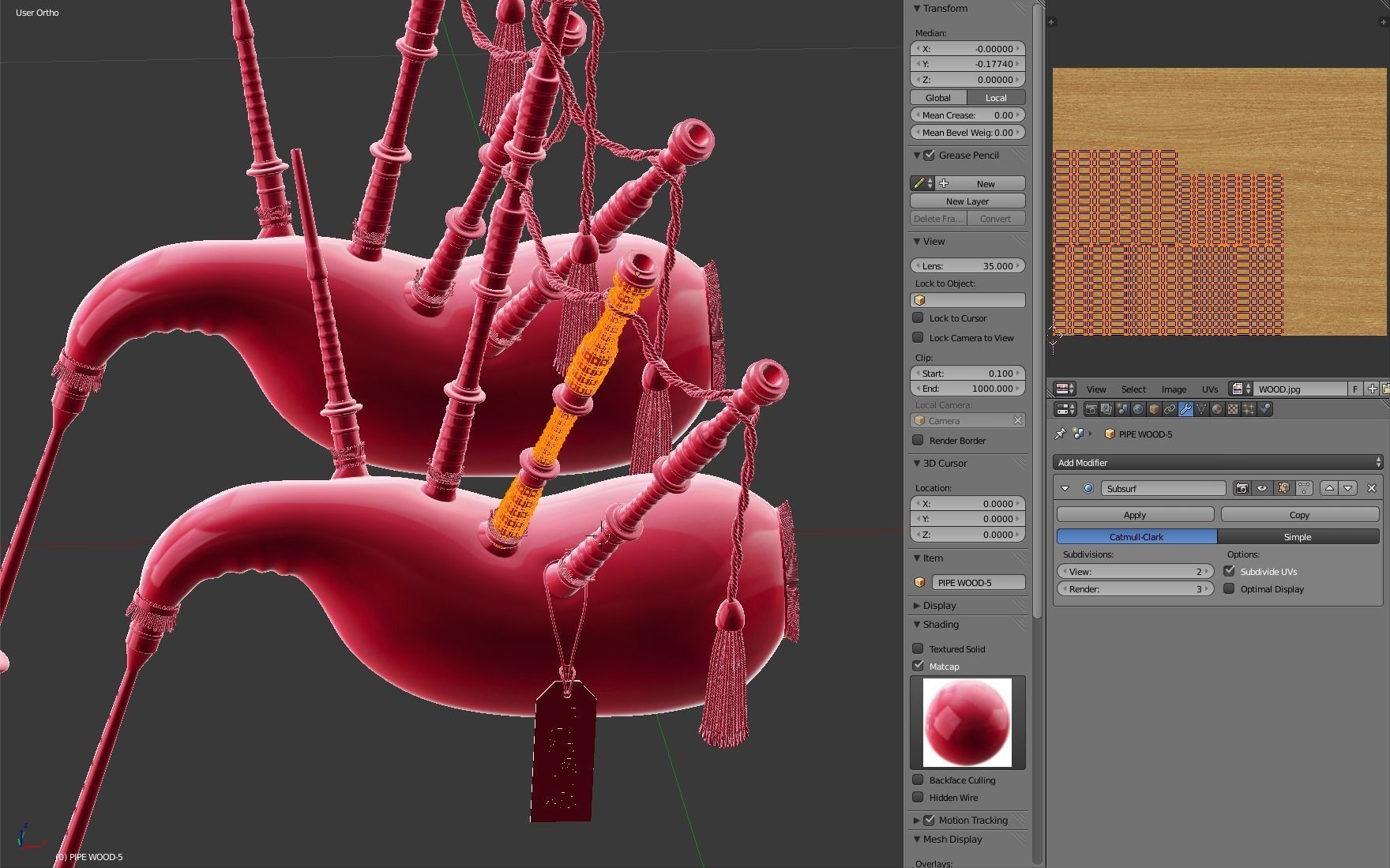 Bagpipe scottish 3D model_31