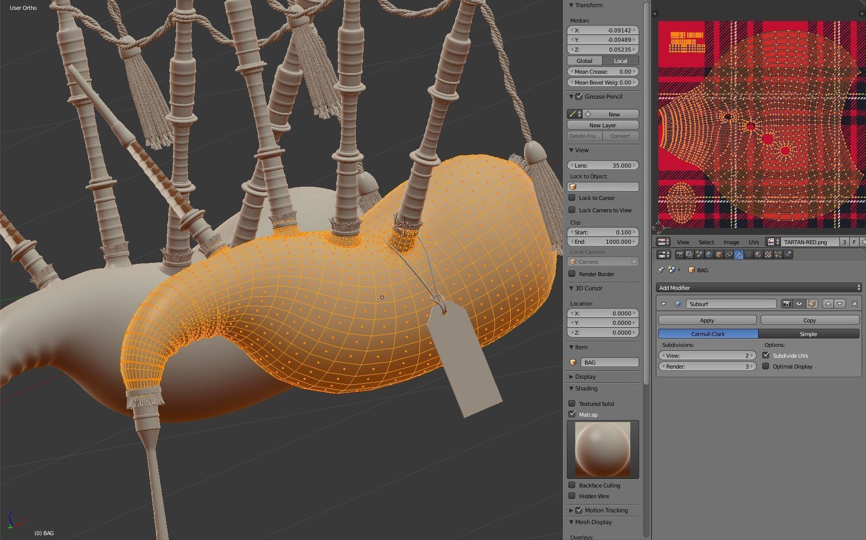 Bagpipe scottish 3D model_32