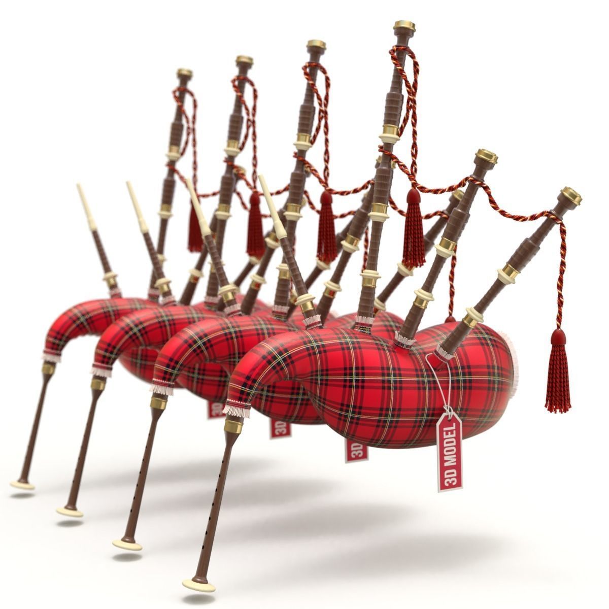 Bagpipe scottish 3D model_18