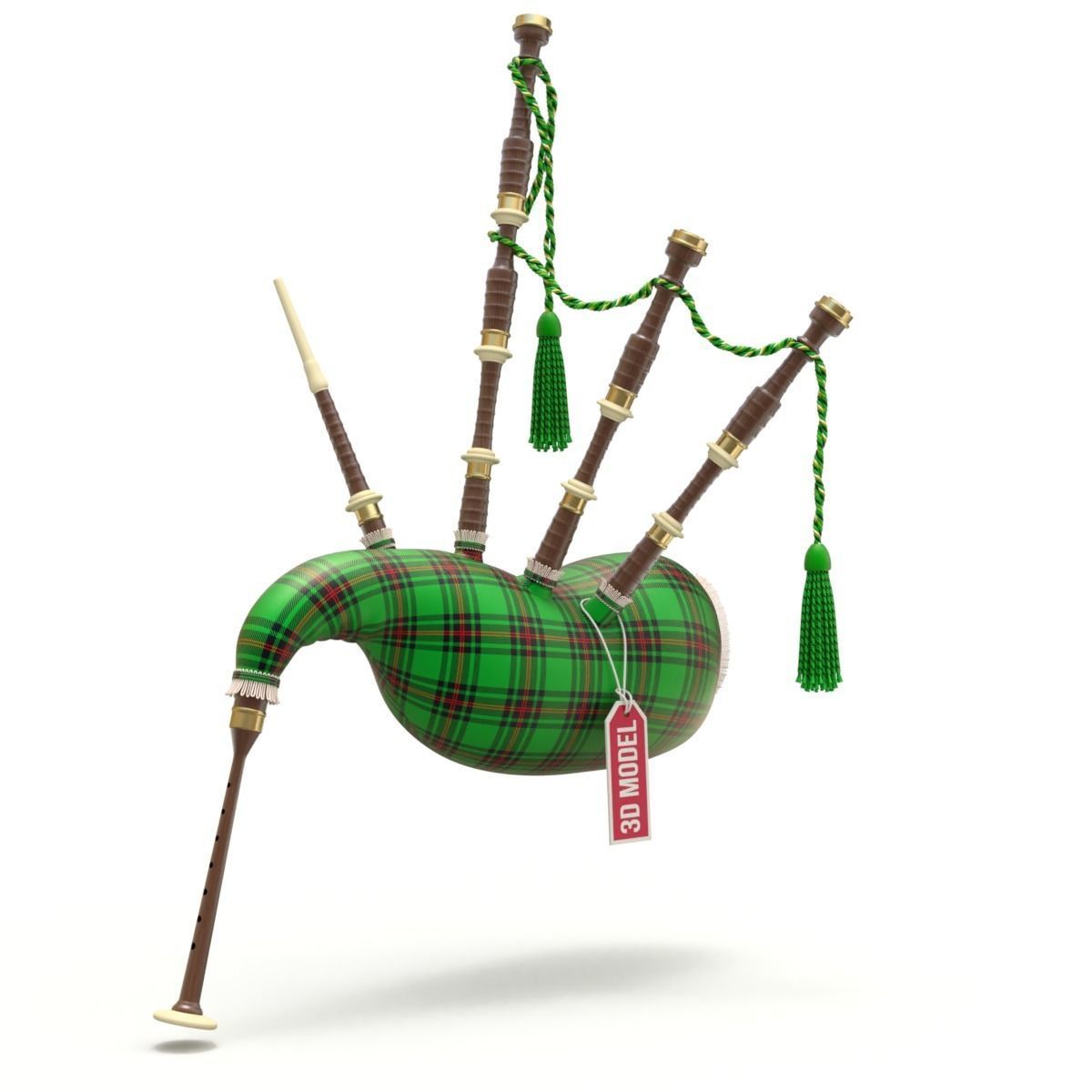 Bagpipe scottish 3D model_9