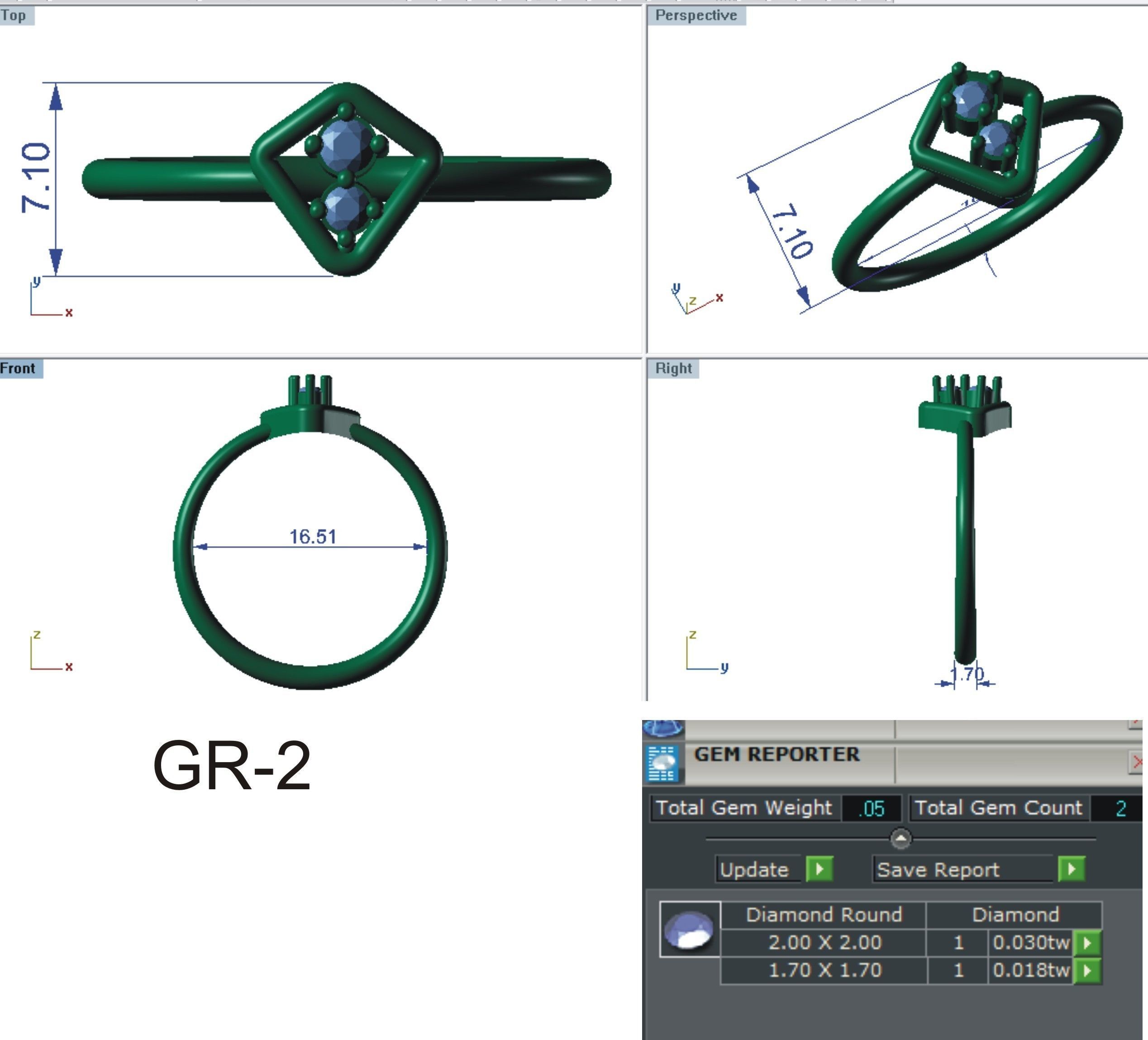 64 - 3DM STL RING MODEL LESS THAN 2GM LIGHT WT 3D print model_70