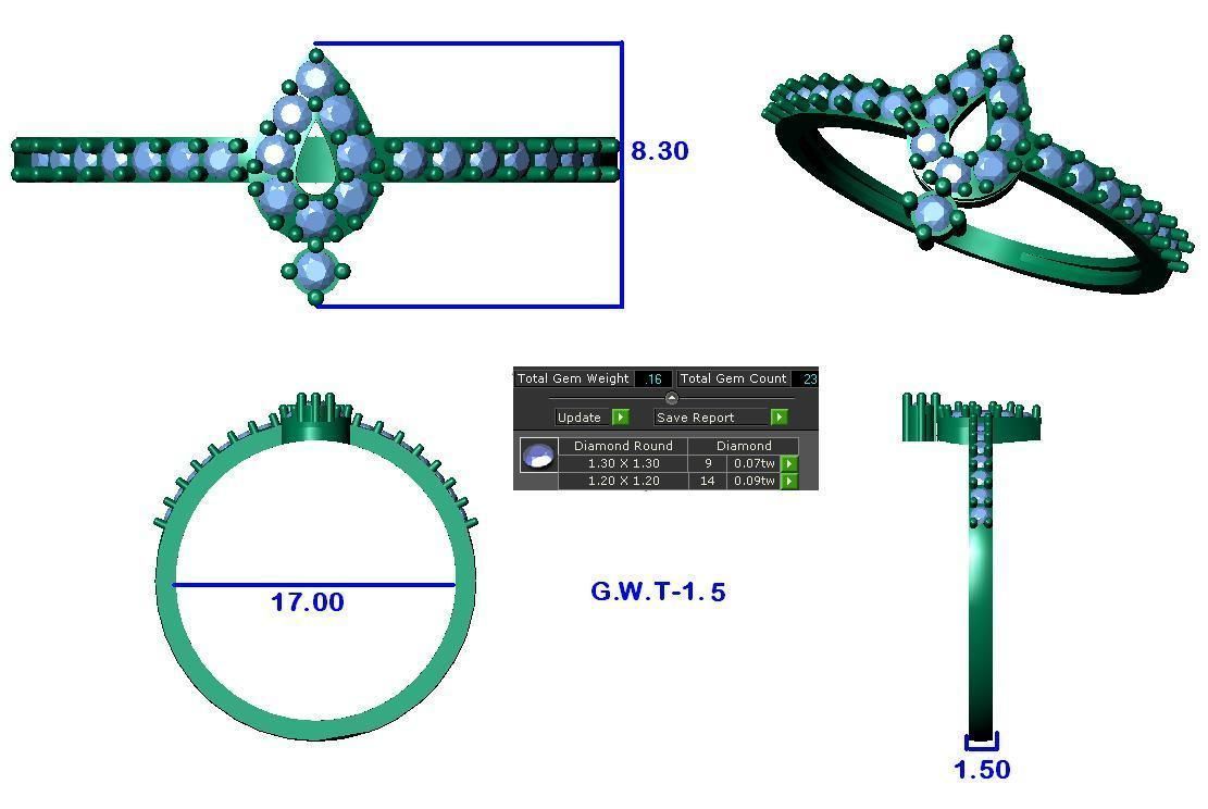64 - 3DM STL RING MODEL LESS THAN 2GM LIGHT WT 3D print model_43
