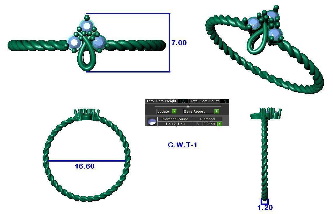 64 - 3DM STL RING MODEL LESS THAN 2GM LIGHT WT 3D print model_39