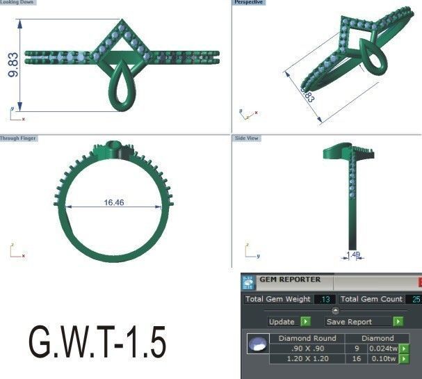 64 - 3DM STL RING MODEL LESS THAN 2GM LIGHT WT 3D print model_65