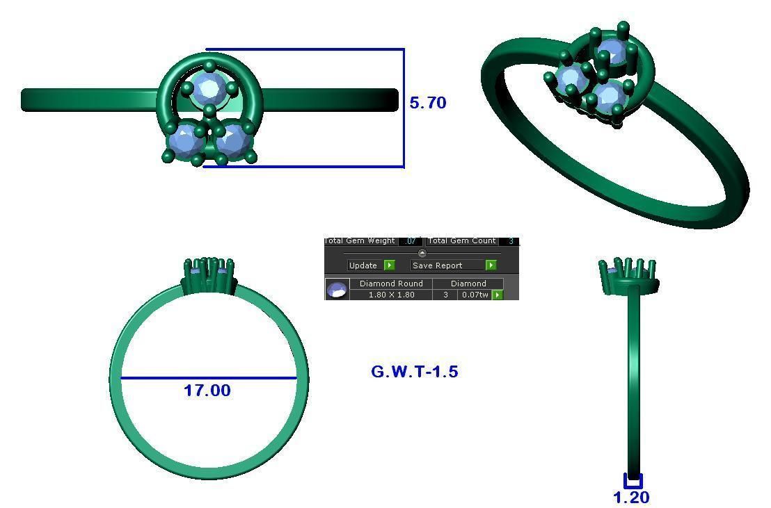 64 - 3DM STL RING MODEL LESS THAN 2GM LIGHT WT 3D print model_44