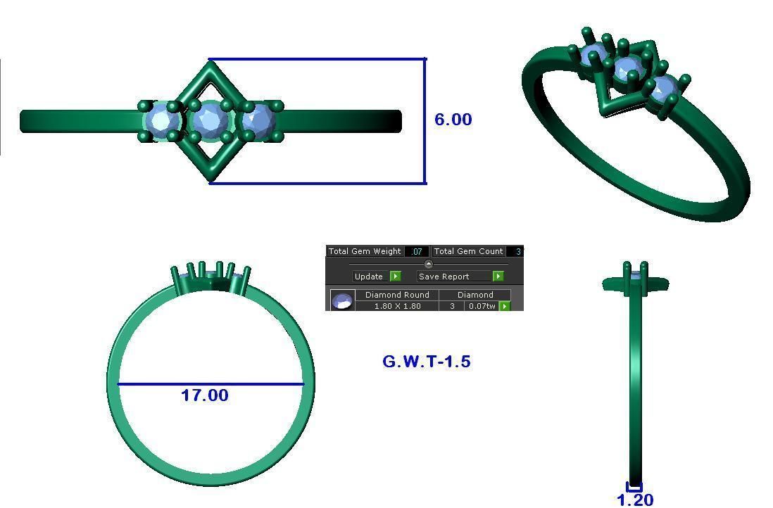 64 - 3DM STL RING MODEL LESS THAN 2GM LIGHT WT 3D print model_45