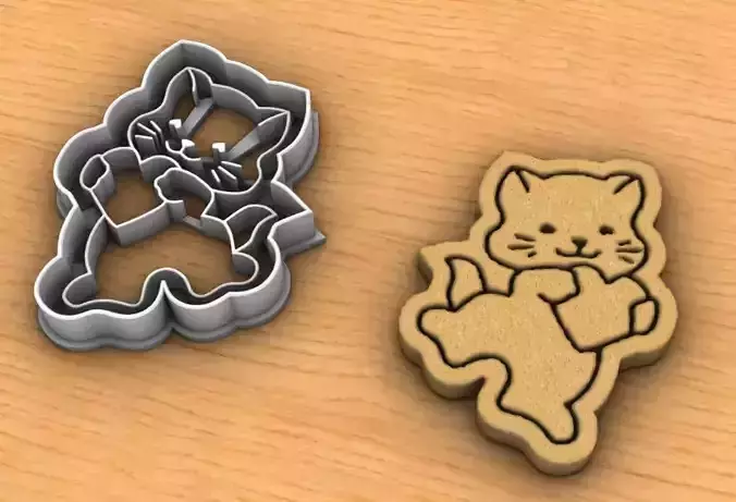 Cat with heart cookie cutter