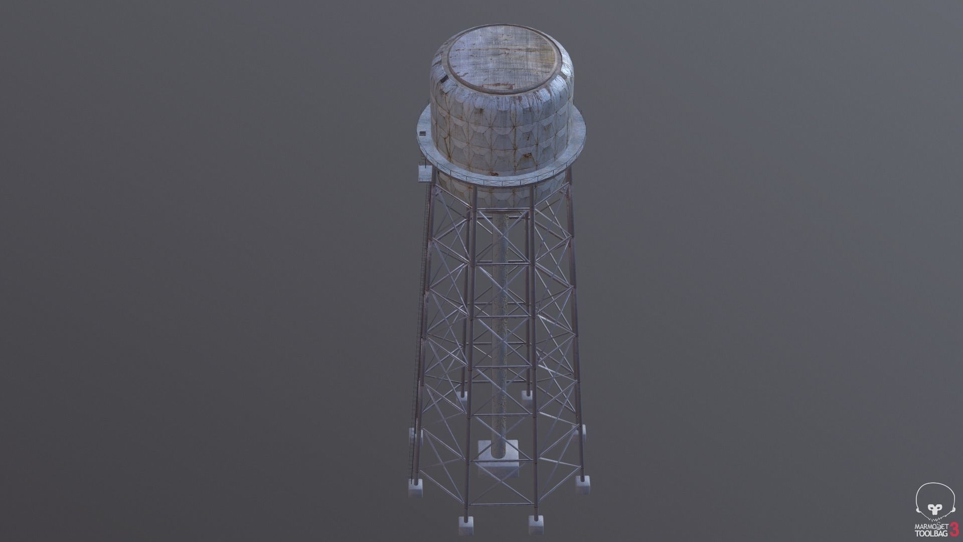 Rusted Old Water Tower Farm Low-poly 3D model_9