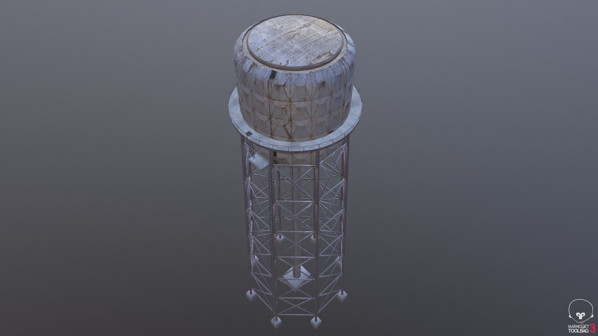 Rusted Old Water Tower Farm Low-poly 3D model_4