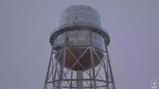 Rusted Old Water Tower Farm Low-poly 3D model
