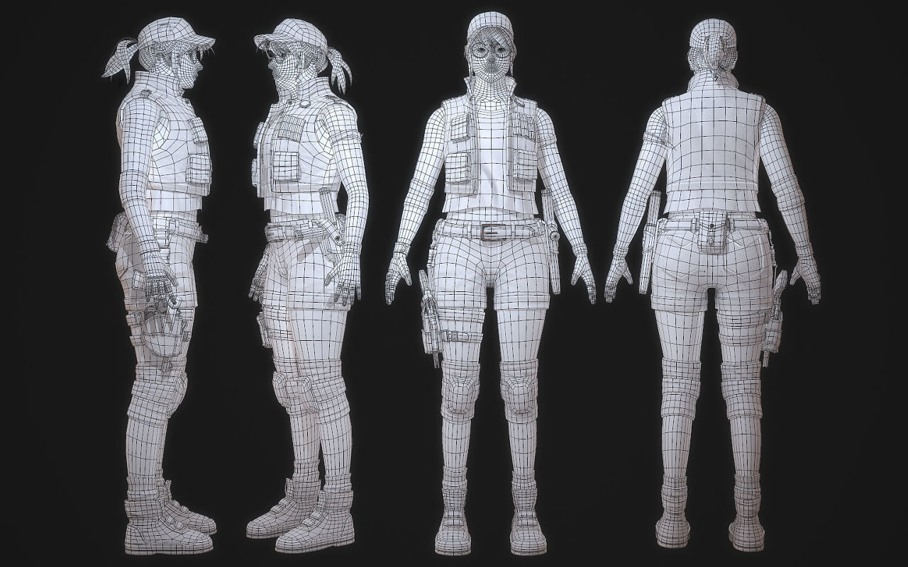 Fio from Metal Slug Character Low-poly 3D model_3
