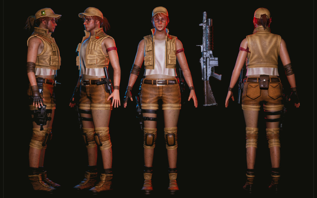 Fio from Metal Slug Character Low-poly 3D model_2