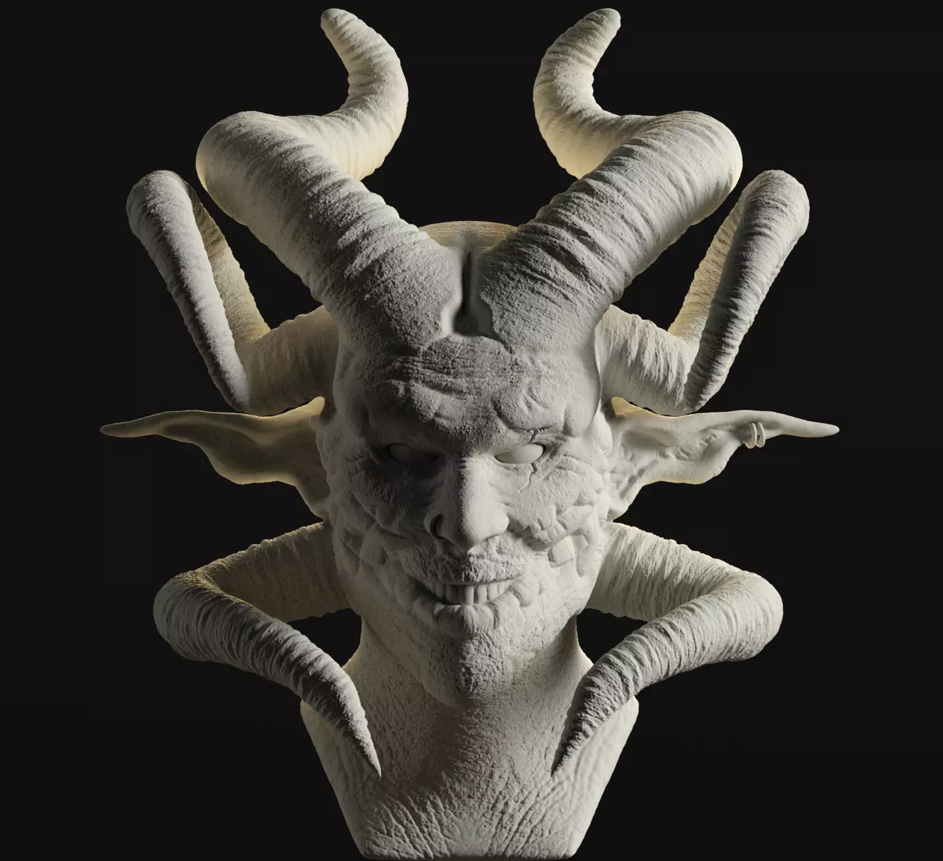 Devil statue of demon with horns 3D print model_0