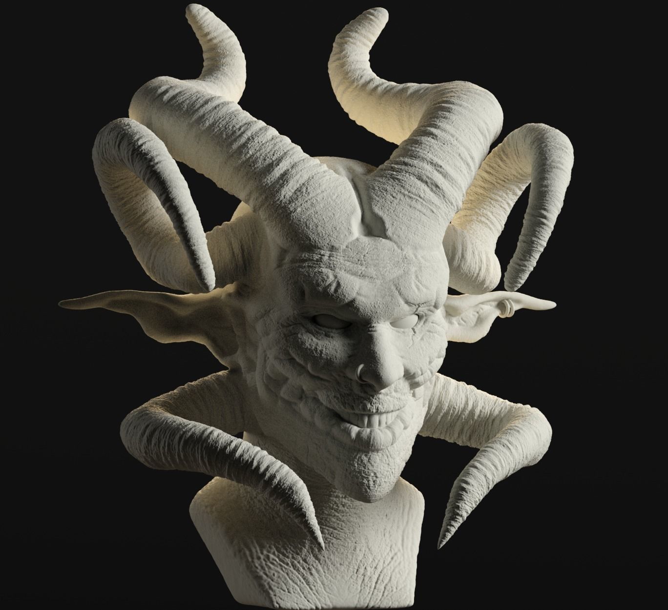 Devil statue of demon with horns 3D print model_13