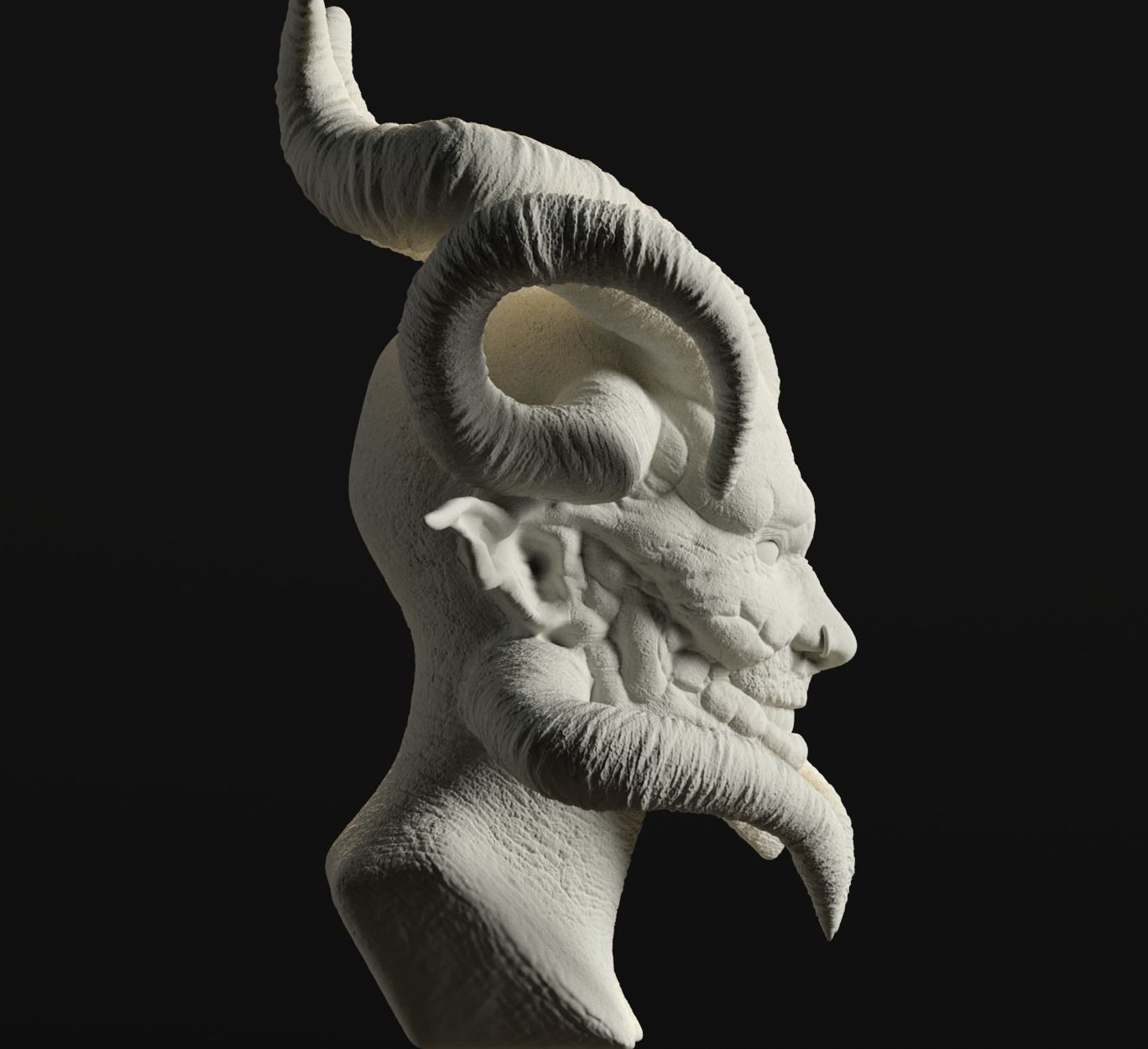 Devil statue of demon with horns 3D print model_10