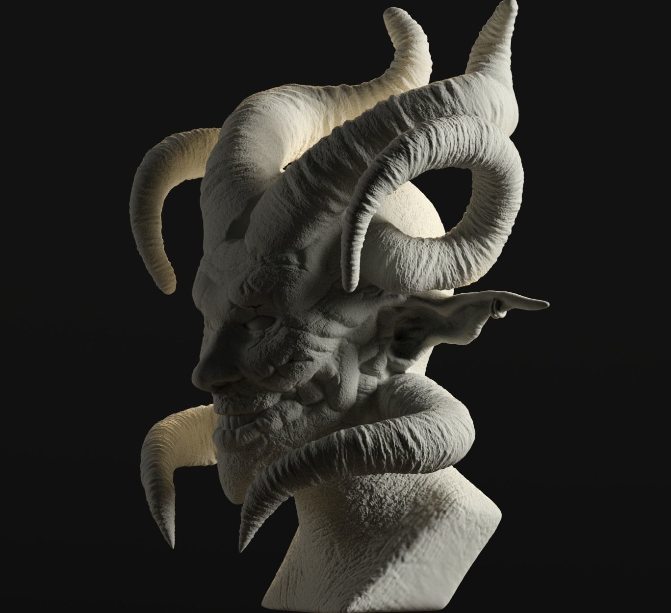 Devil statue of demon with horns 3D print model_3