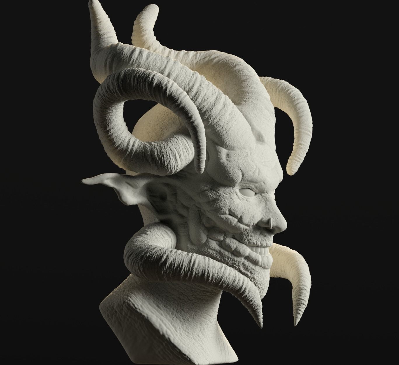Devil statue of demon with horns 3D print model_11