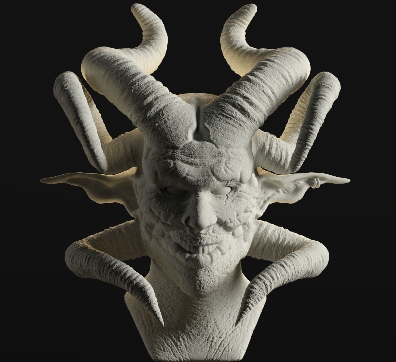 Devil statue of demon with horns 3D print model_14