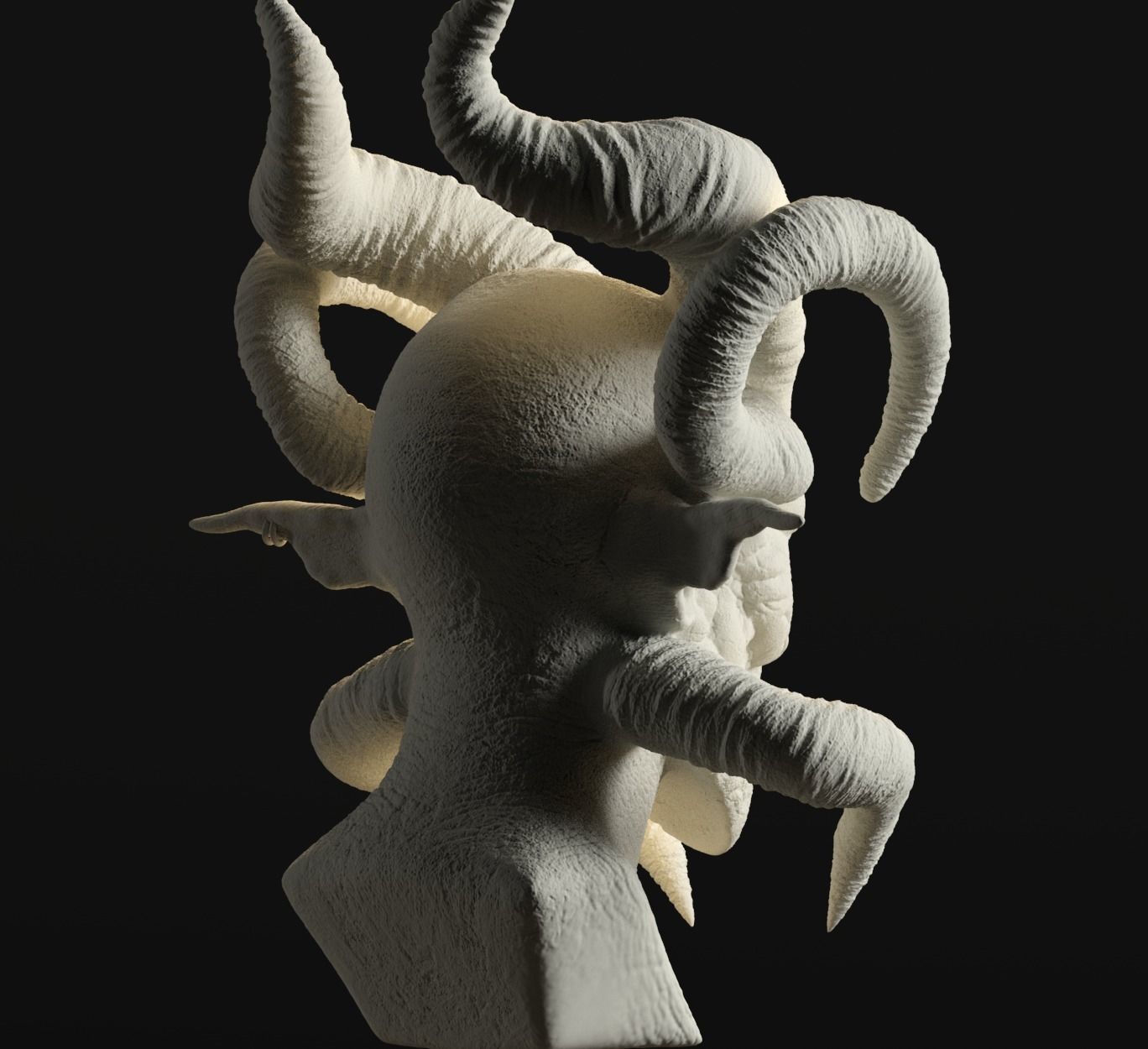Devil statue of demon with horns 3D print model_8