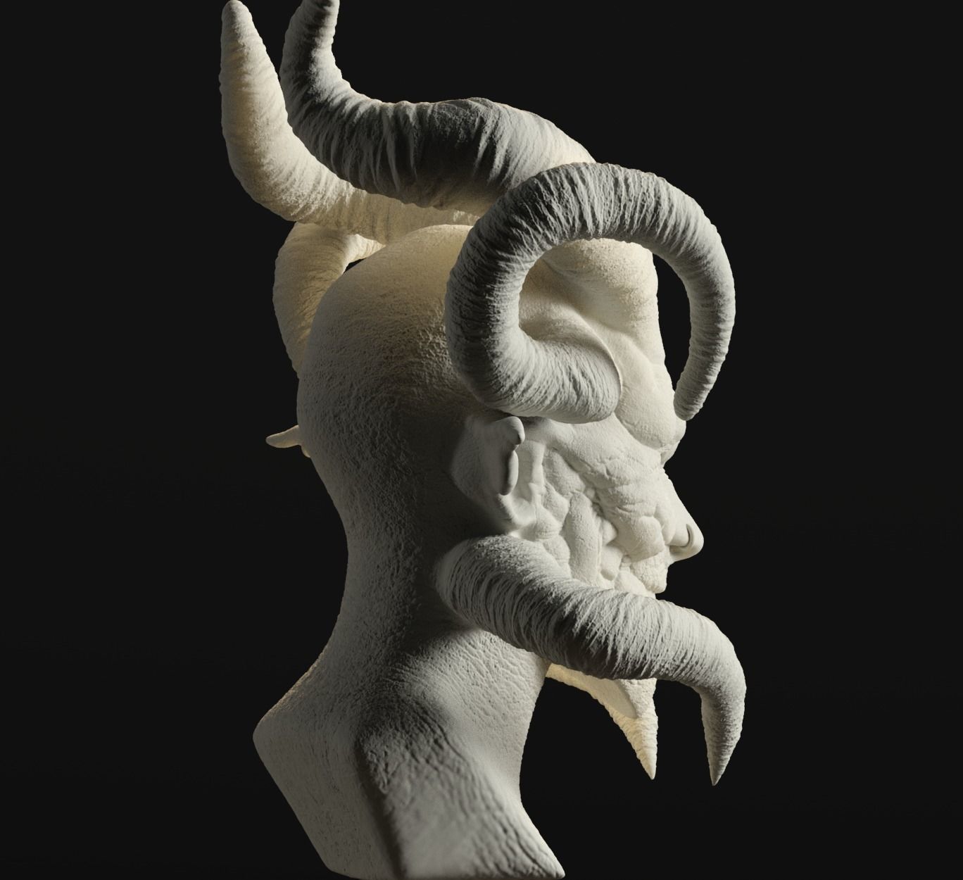 Devil statue of demon with horns 3D print model_9