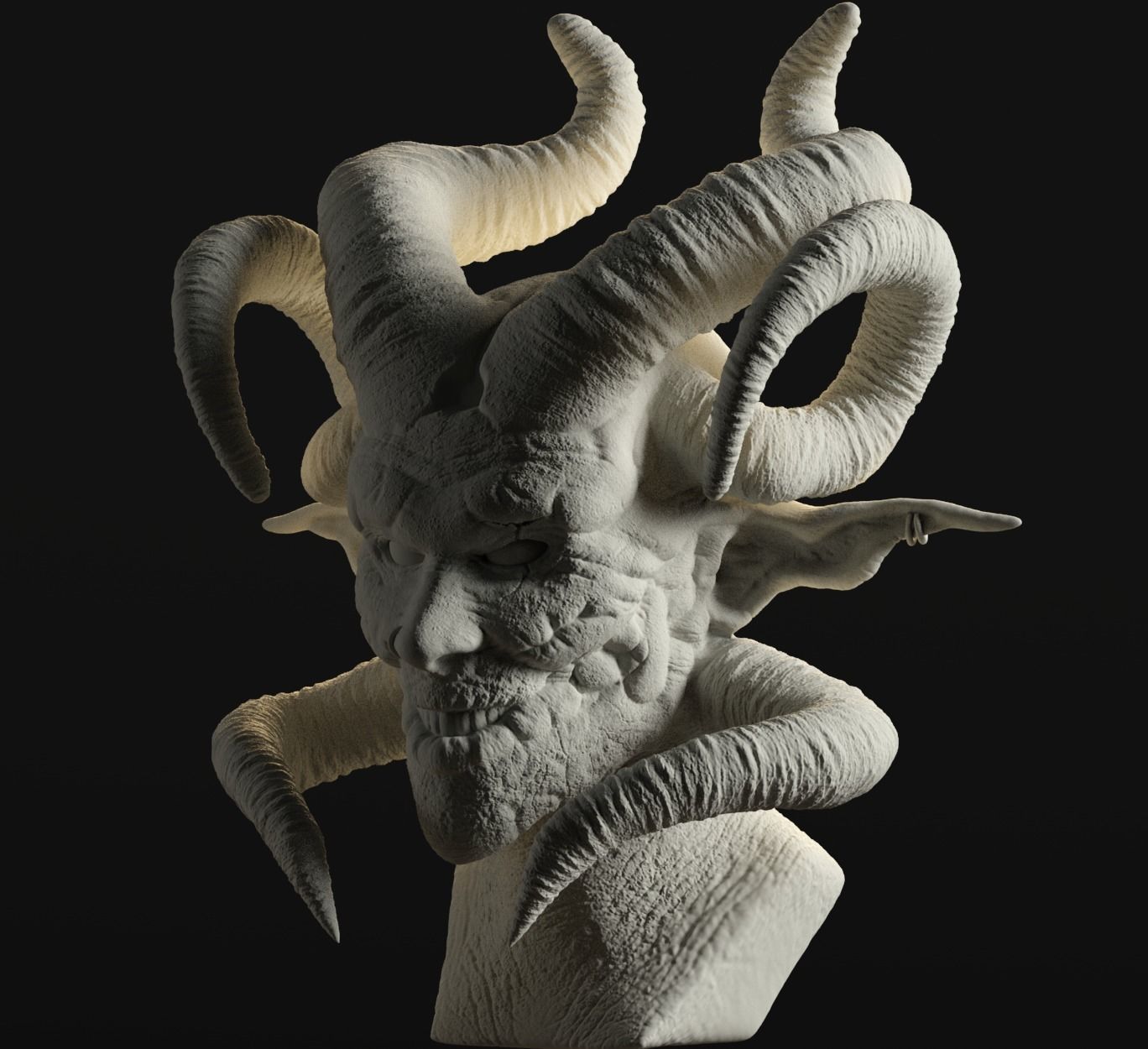 Devil statue of demon with horns 3D print model_2