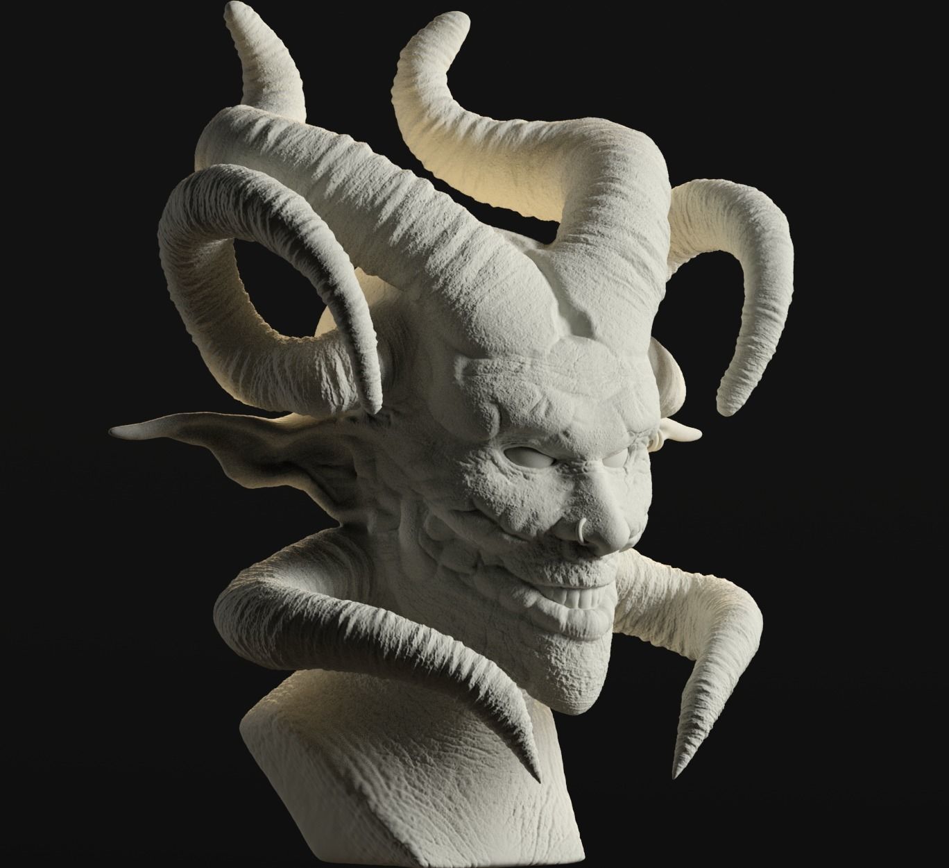 Devil statue of demon with horns 3D print model_12