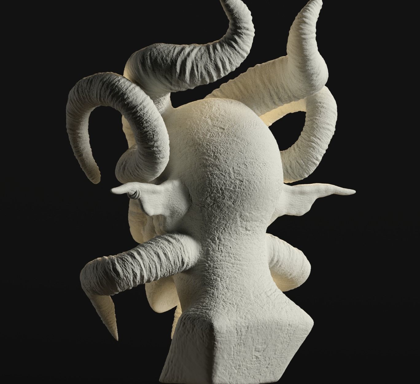 Devil statue of demon with horns 3D print model_6