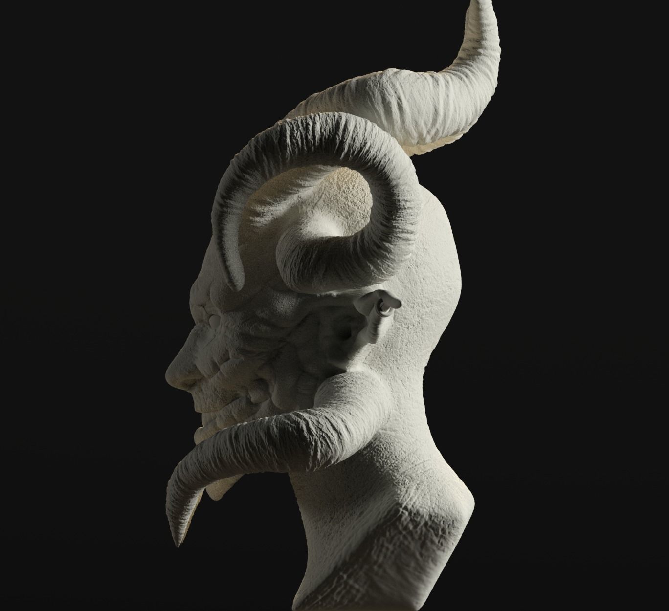 Devil statue of demon with horns 3D print model_4