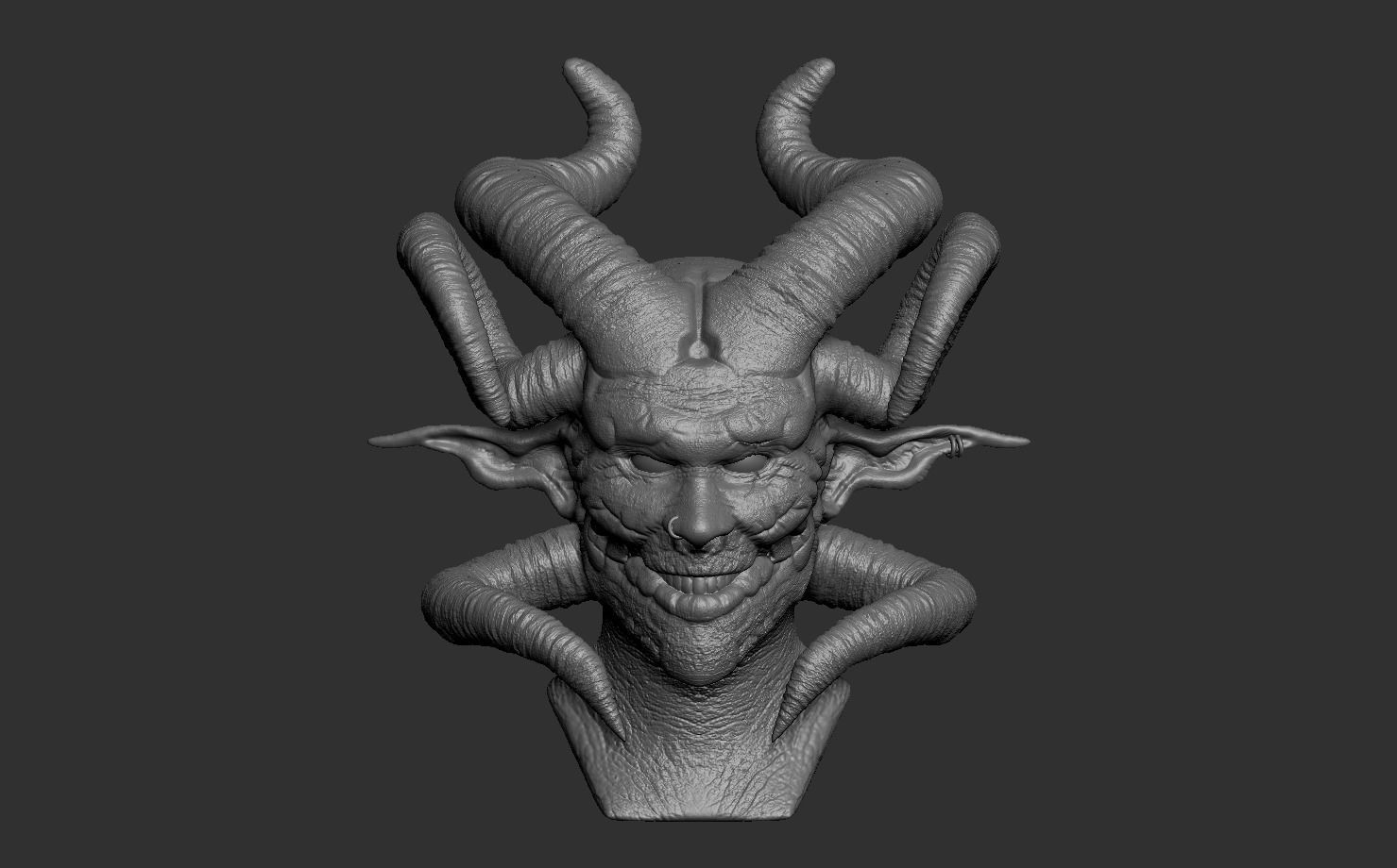 Devil statue of demon with horns 3D print model_15